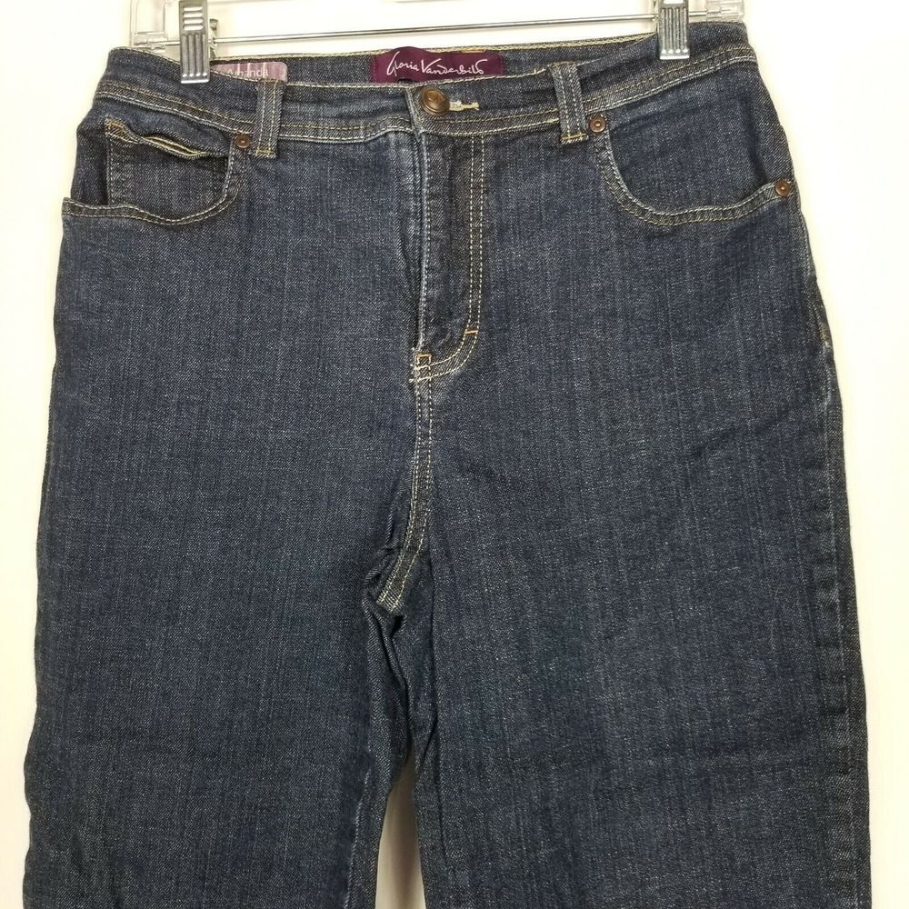 Gloria Vanderbilt Womens Cropped Jeans Size 8 Dark Blue Amanda Capri Denim Pants - Picture 2 of 5